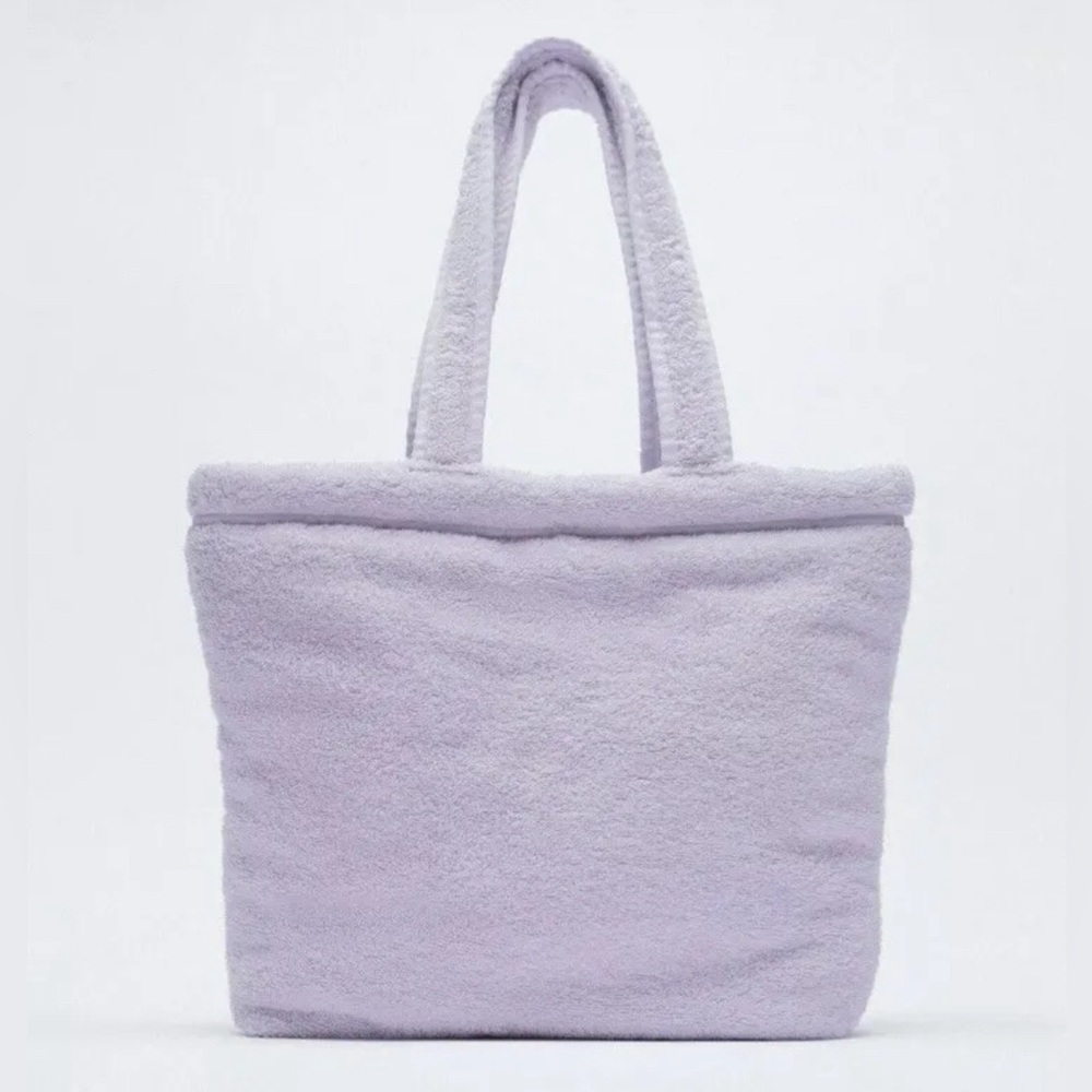 Zara Lavender Terry Cloth Large Tote - NWT